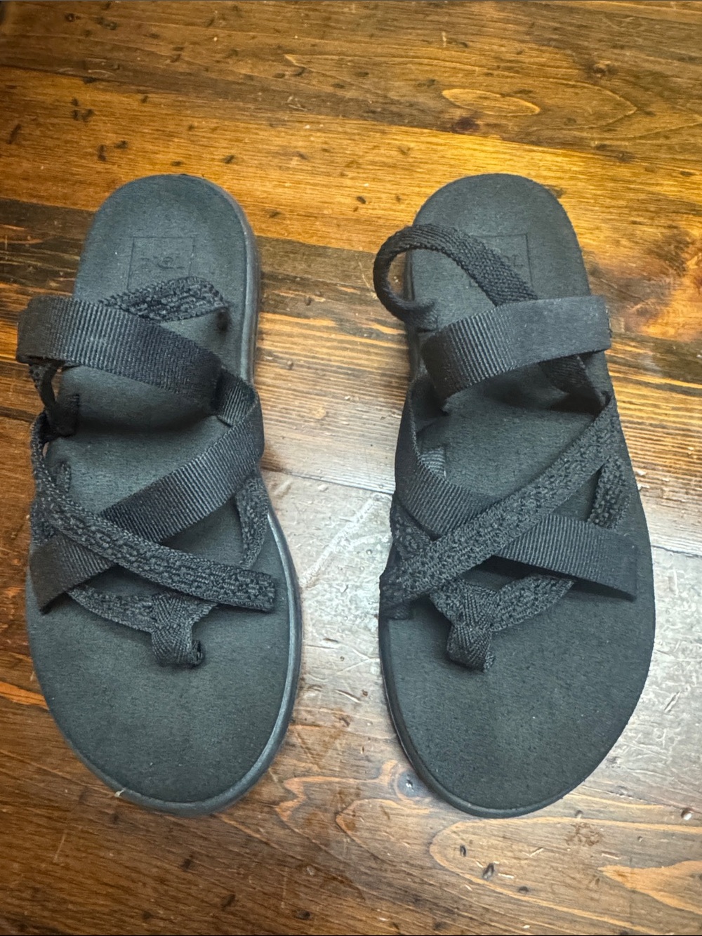 Women’s Teva Black Strappy Slide Sandals